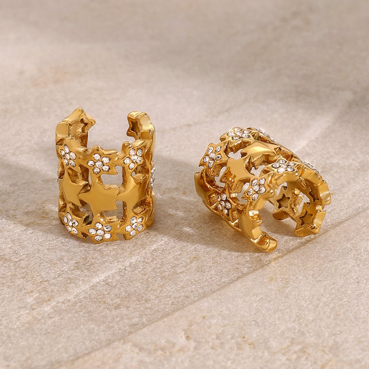 European And American Fashion Simple Earrings Stainless Steel 18k Gold Ear Cuff Earrings For Women