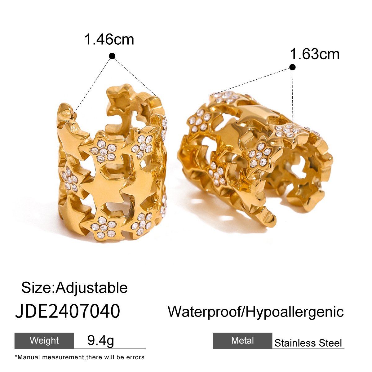 European And American Fashion Simple Earrings Stainless Steel 18k Gold Ear Cuff Earrings For Women