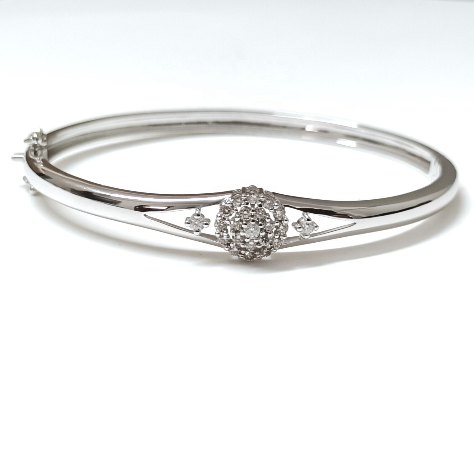 Golden Cuffs Best Design Single Piece Price 14K White Gold Genuine Natural Diamonds bracelet Gold Bracelet
