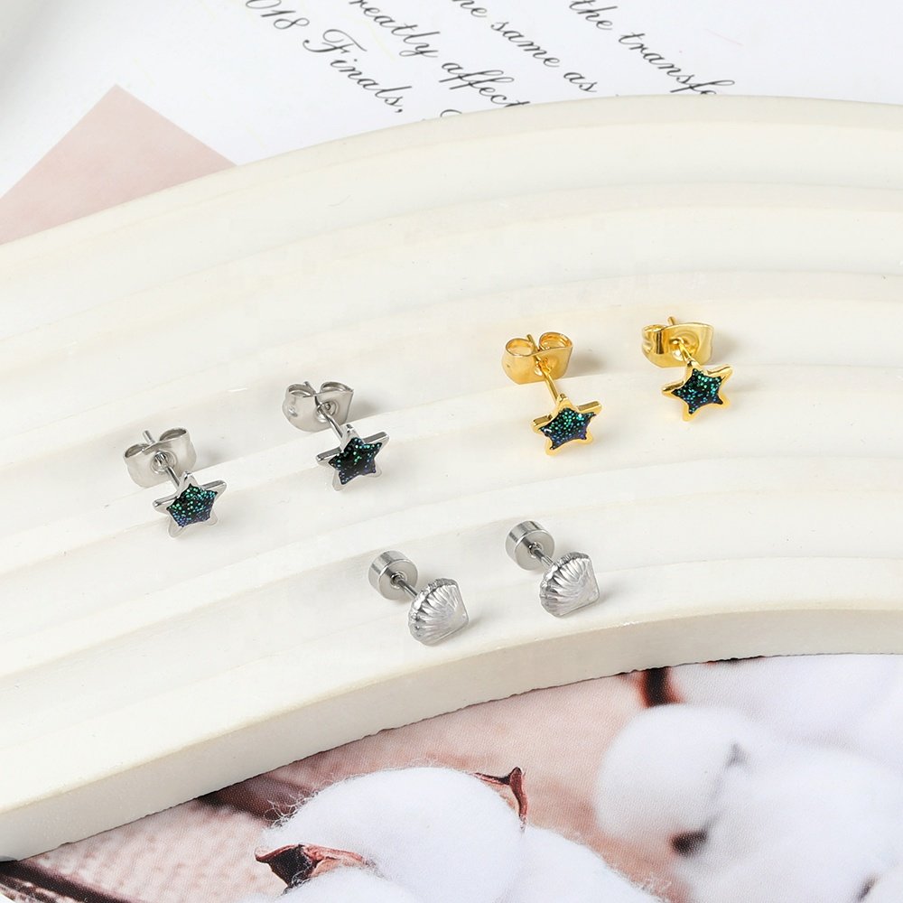 Stainless Steel Nickel Free Earrings Custom Cute Design Fashion Jewelry Allergy Free Earrings Kids Jewelry Set Earrings