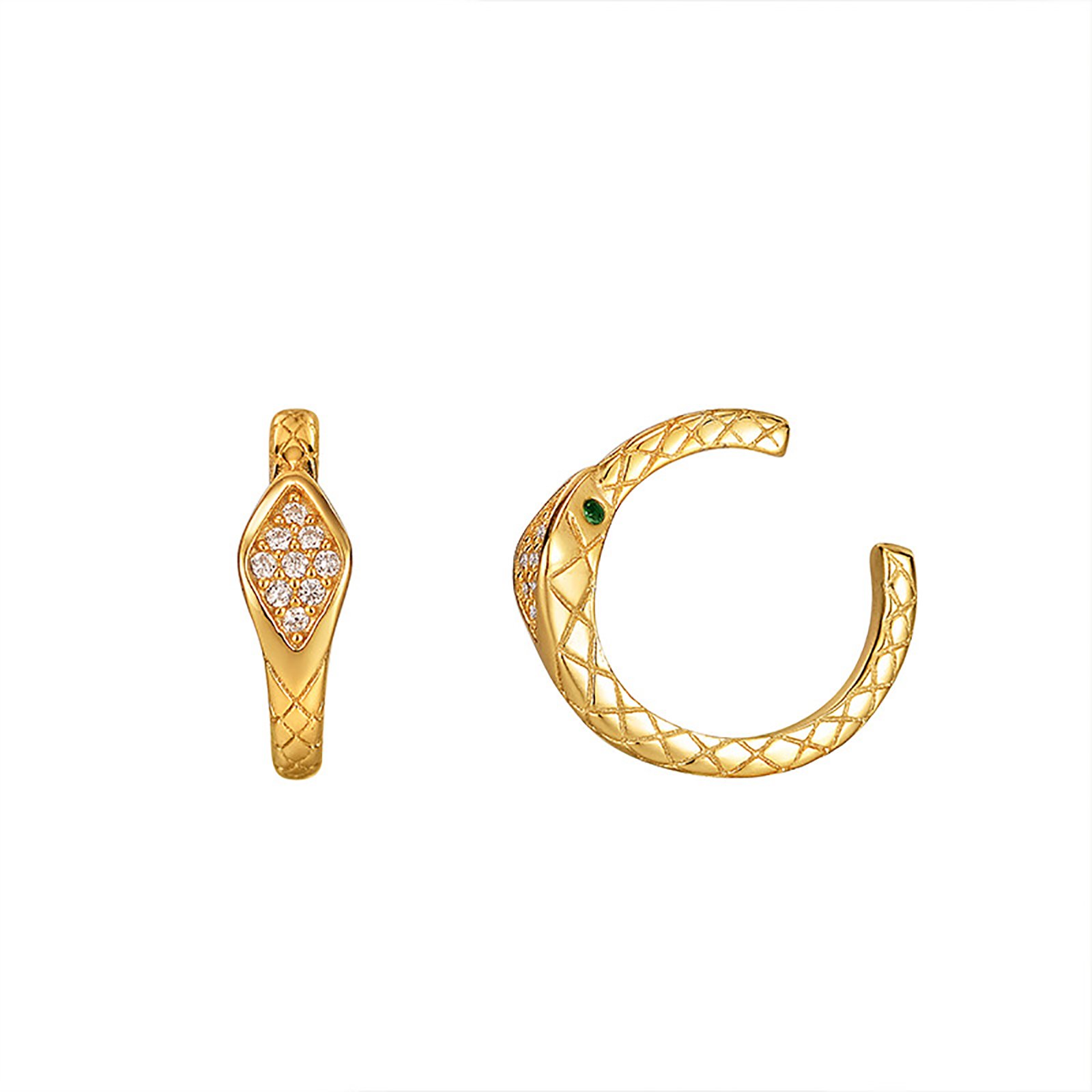FUAMAY Light Luxury Fine Jewelry Fashion Trendy 925 Sterling Silver Unique Snake Texture Zircon Ear Cuff Earrings For Ladies