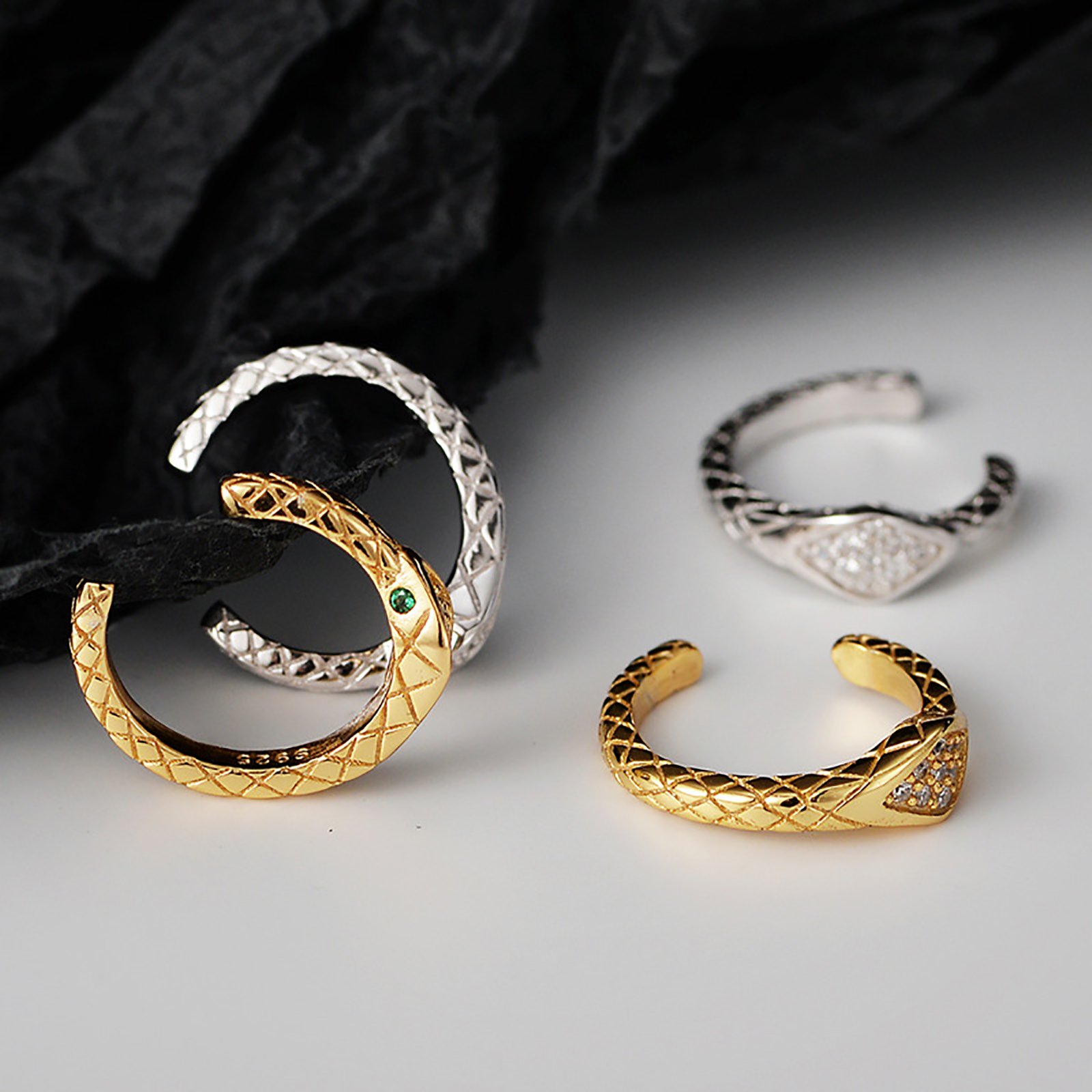 FUAMAY Light Luxury Fine Jewelry Fashion Trendy 925 Sterling Silver Unique Snake Texture Zircon Ear Cuff Earrings For Ladies