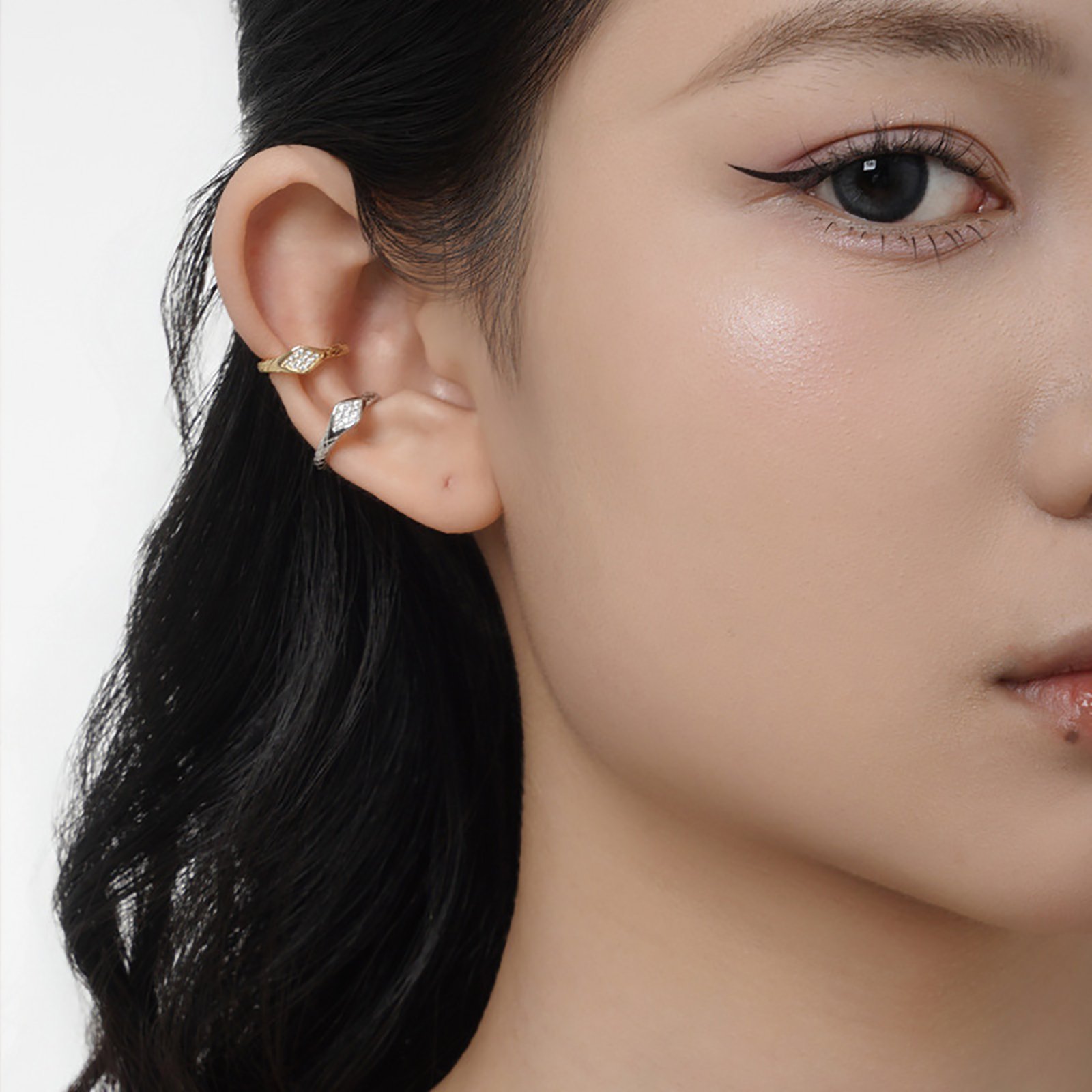 FUAMAY Light Luxury Fine Jewelry Fashion Trendy 925 Sterling Silver Unique Snake Texture Zircon Ear Cuff Earrings For Ladies