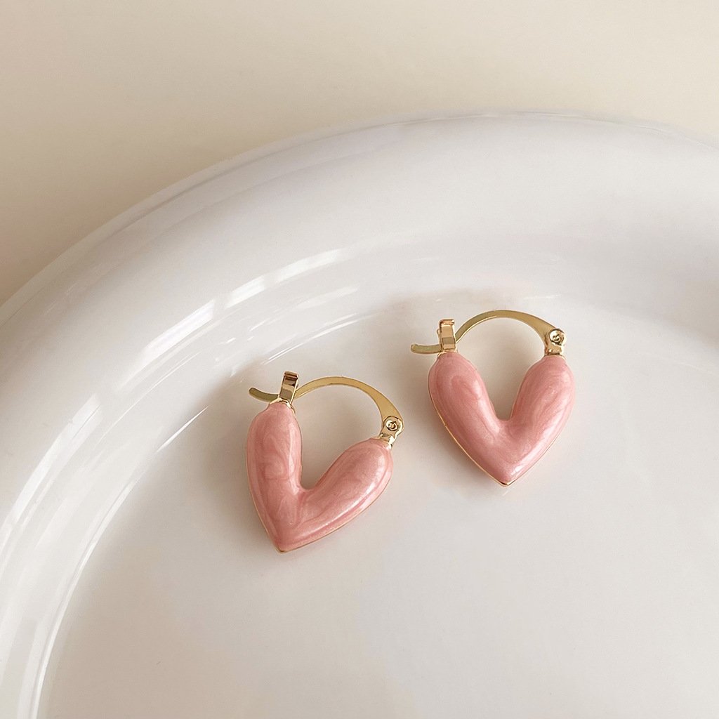 Sweet Girls Fashion Jewelry Japan and Korean Style Beautiful Color Copper Alloy Earrings Light Luxury Enamel Ear Clip Earrings