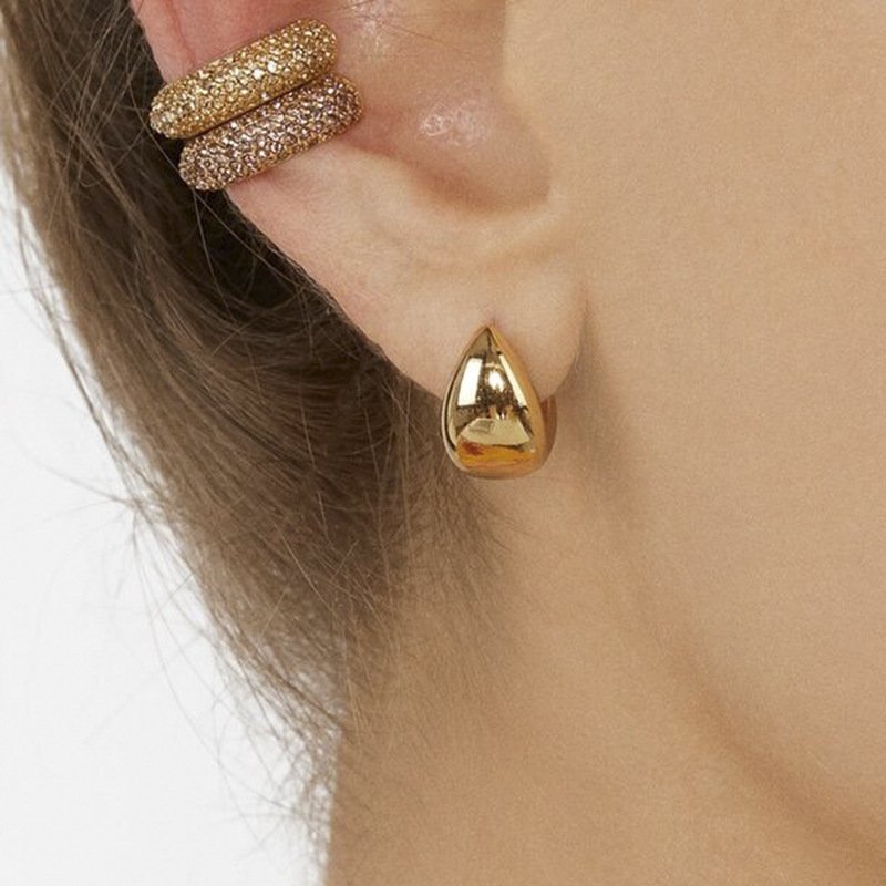 Non Pierced Gold Cuff Earring Women 18K Gold Plated No Piercing Ear Hole Cuff Clip On Earrings