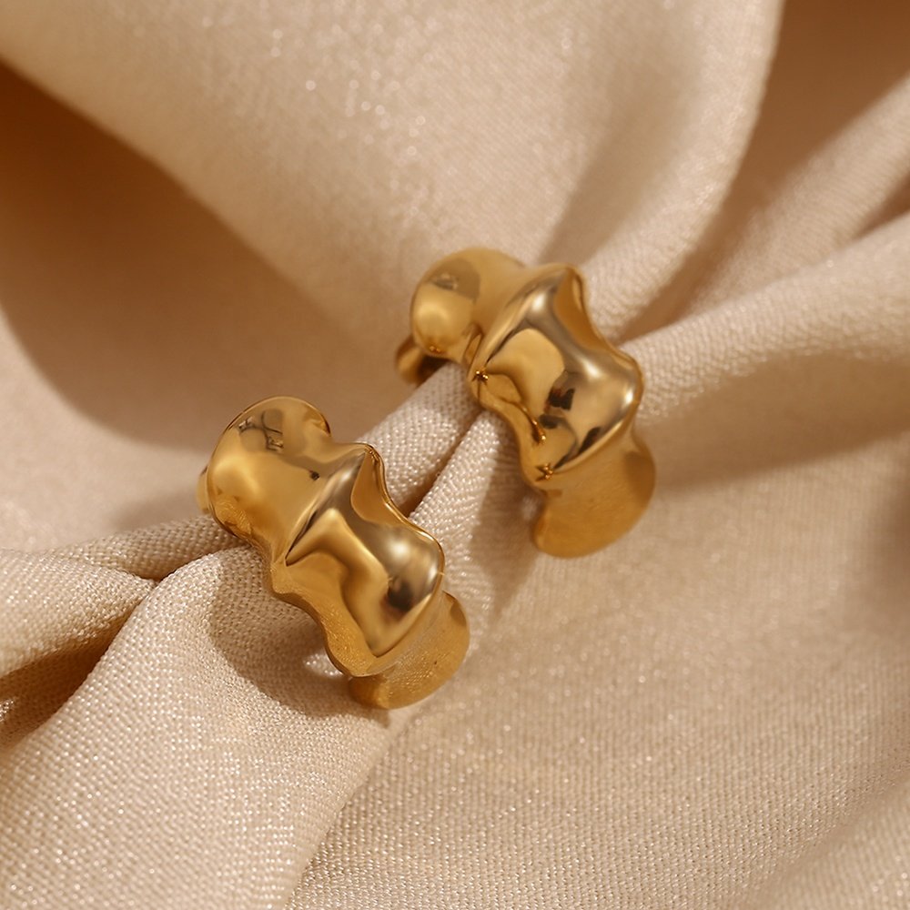 Fine Cuff Earrings Minimalist Women Jewelry Bamboo Gold Plated Earrings Stainless Steel Jewelry