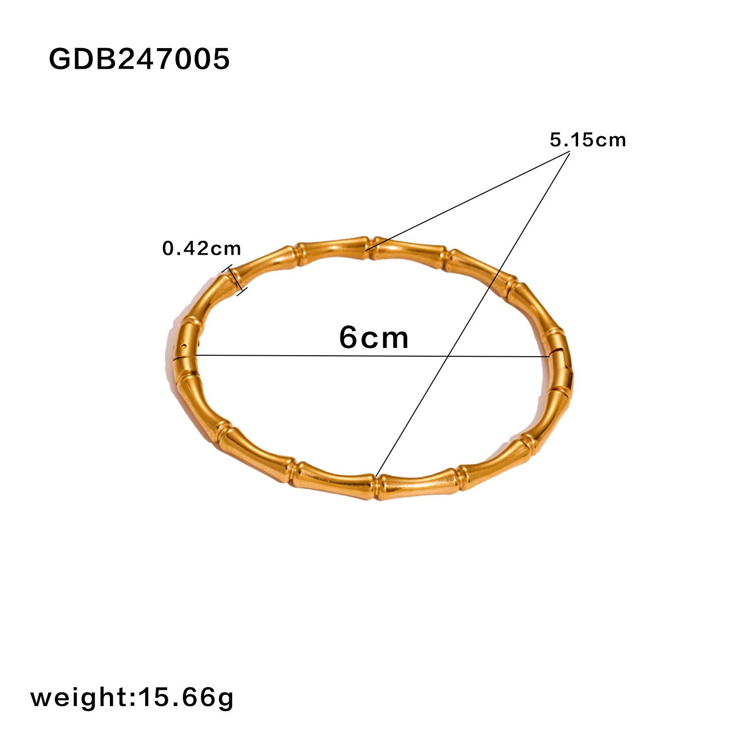 MS New High Quality 18K Gold Plated Stainless Steel Cuff Bracelet Individualized Closed Bamboo Joint Fashion Women's Bracelet