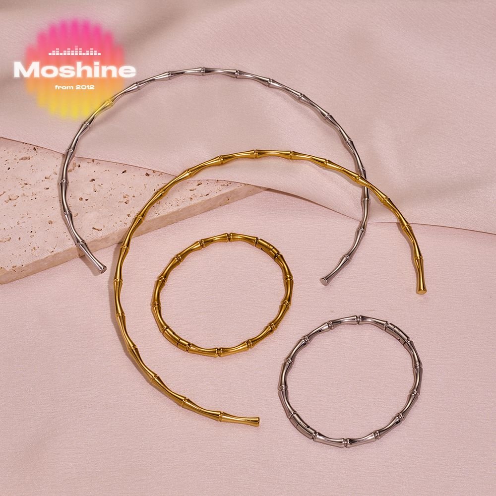 MS New High Quality 18K Gold Plated Stainless Steel Cuff Bracelet Individualized Closed Bamboo Joint Fashion Women's Bracelet