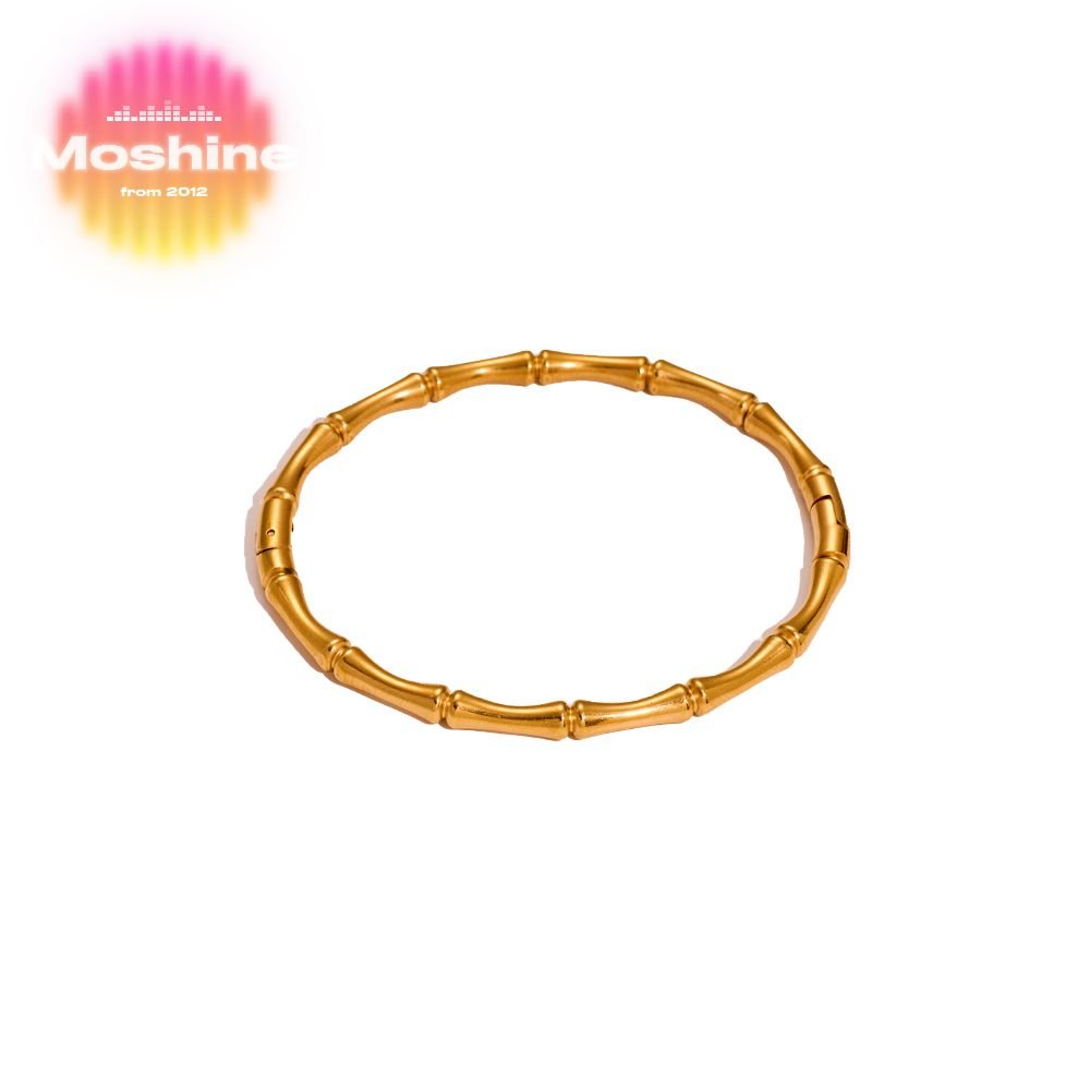 MS New High Quality 18K Gold Plated Stainless Steel Cuff Bracelet Individualized Closed Bamboo Joint Fashion Women's Bracelet