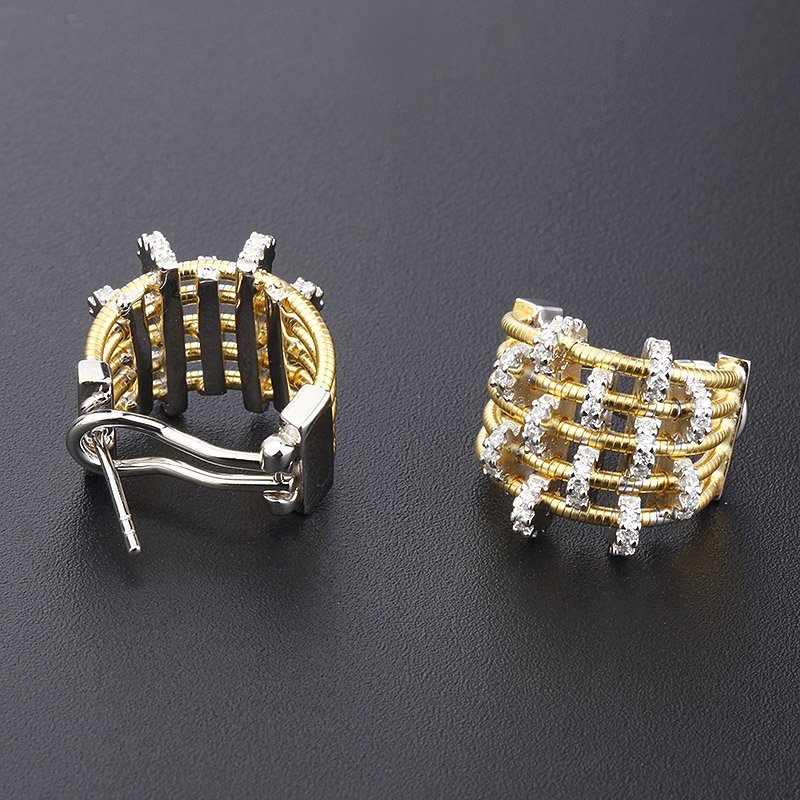 Elegant tubogas silver earrings italy design hoop zircon earrings 18k gold rope cuff earrings s925 silver stud Party ring women