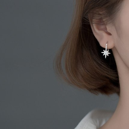 Daochong Custom 925 Sterling Silver Non Piercing Cartilage Earrings Cz Starburst Star Ear Cuff Wrap Earrings Jewelry