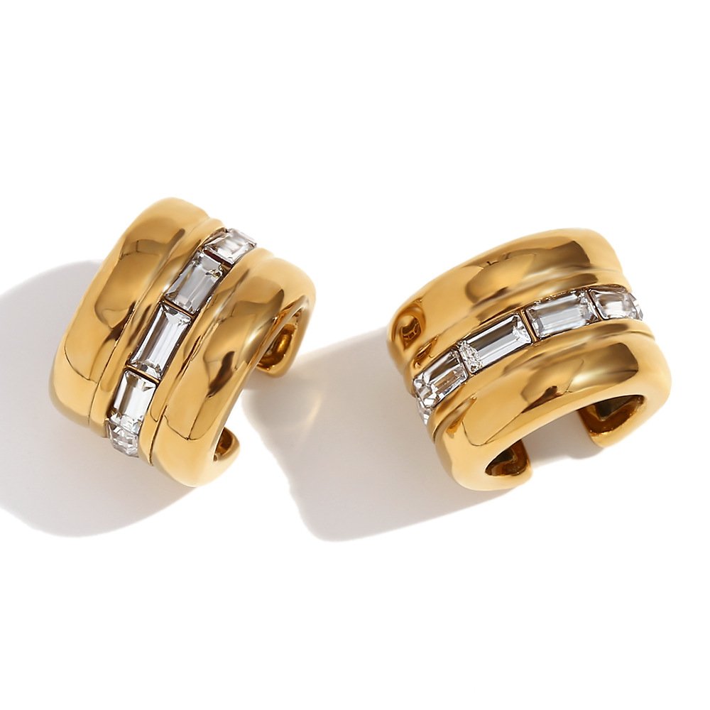 wholesale fashion High Quality Stainless Steel 18K Gold Plated fine cuff stud Earrings for women