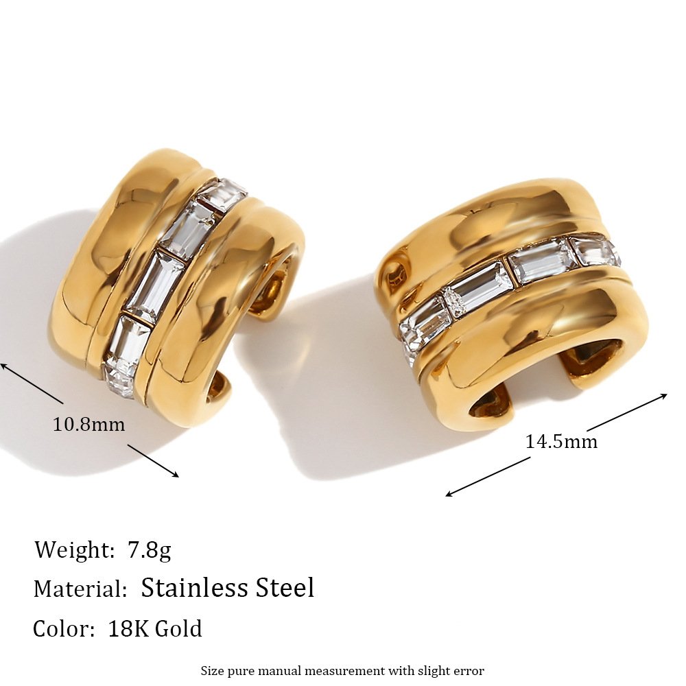 wholesale fashion High Quality Stainless Steel 18K Gold Plated fine cuff stud Earrings for women