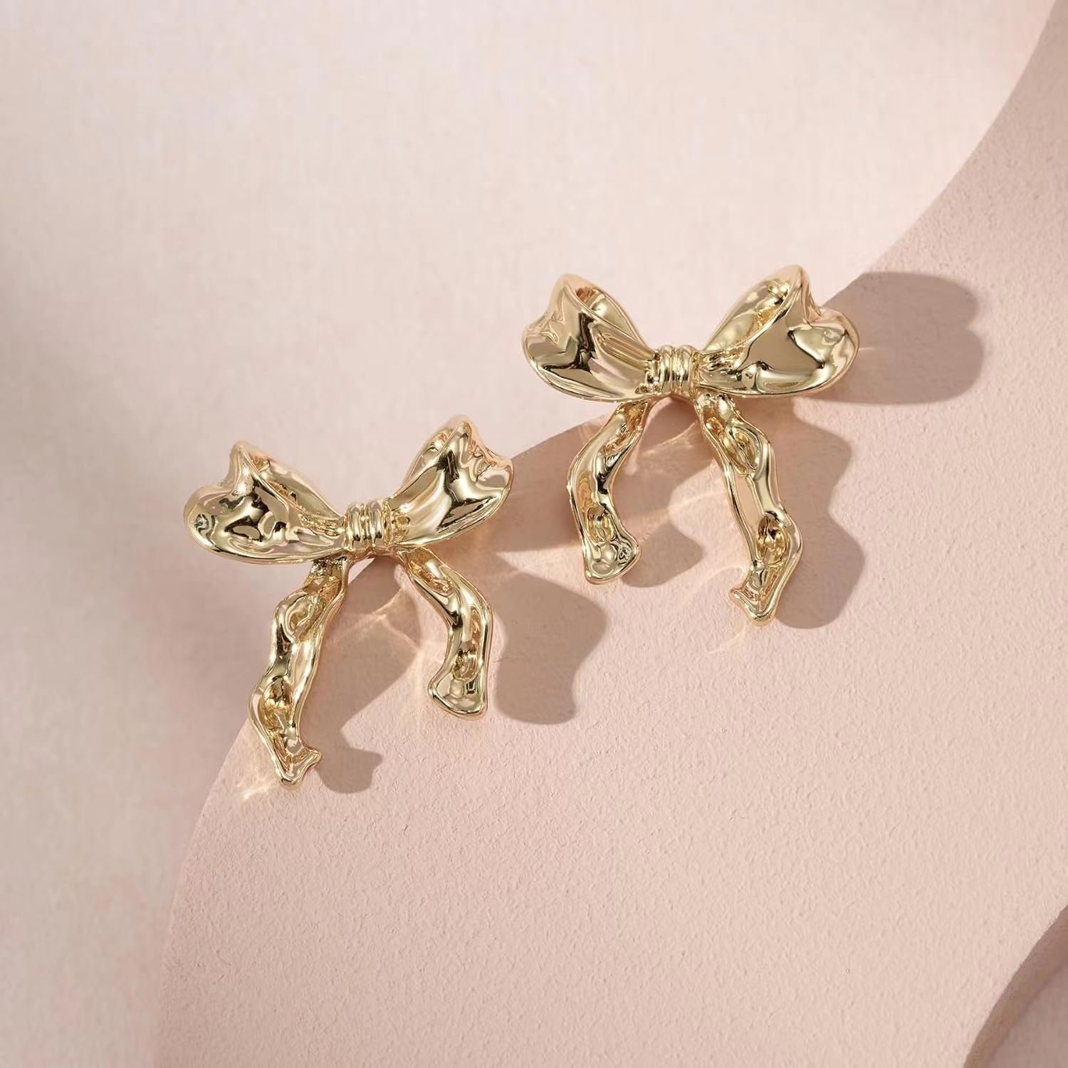 Gold/Silver Bow Earrings, 925 Sterling Silver Back Ribbon Knot Earrings, Daily Jewelry Accessories Valentine's Day Gift