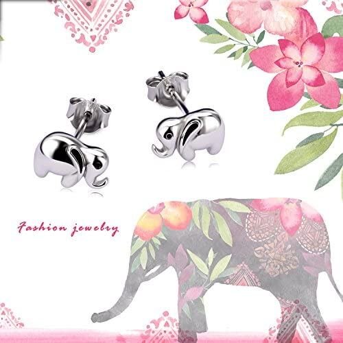 Fine Jewelry 925 Sterling Silver 0.25*2.35 Inch Lucky Little Elephant Stud Earrings