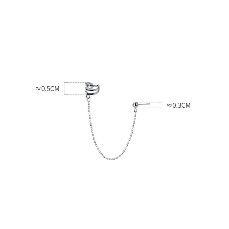 1 Piece Fashion 925 Sterling Silver Geometric Non Pierced Ear Cuff Minimalist Long Chain Clip on Earrings Jewelry for Women
