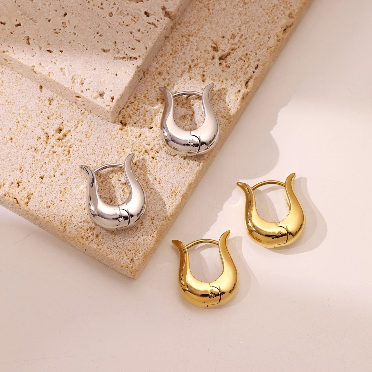 Fashion Jewelry New Personalized Minimalist U Shaped Geometric Earrings For Women Stainless Steel Gold Earrings