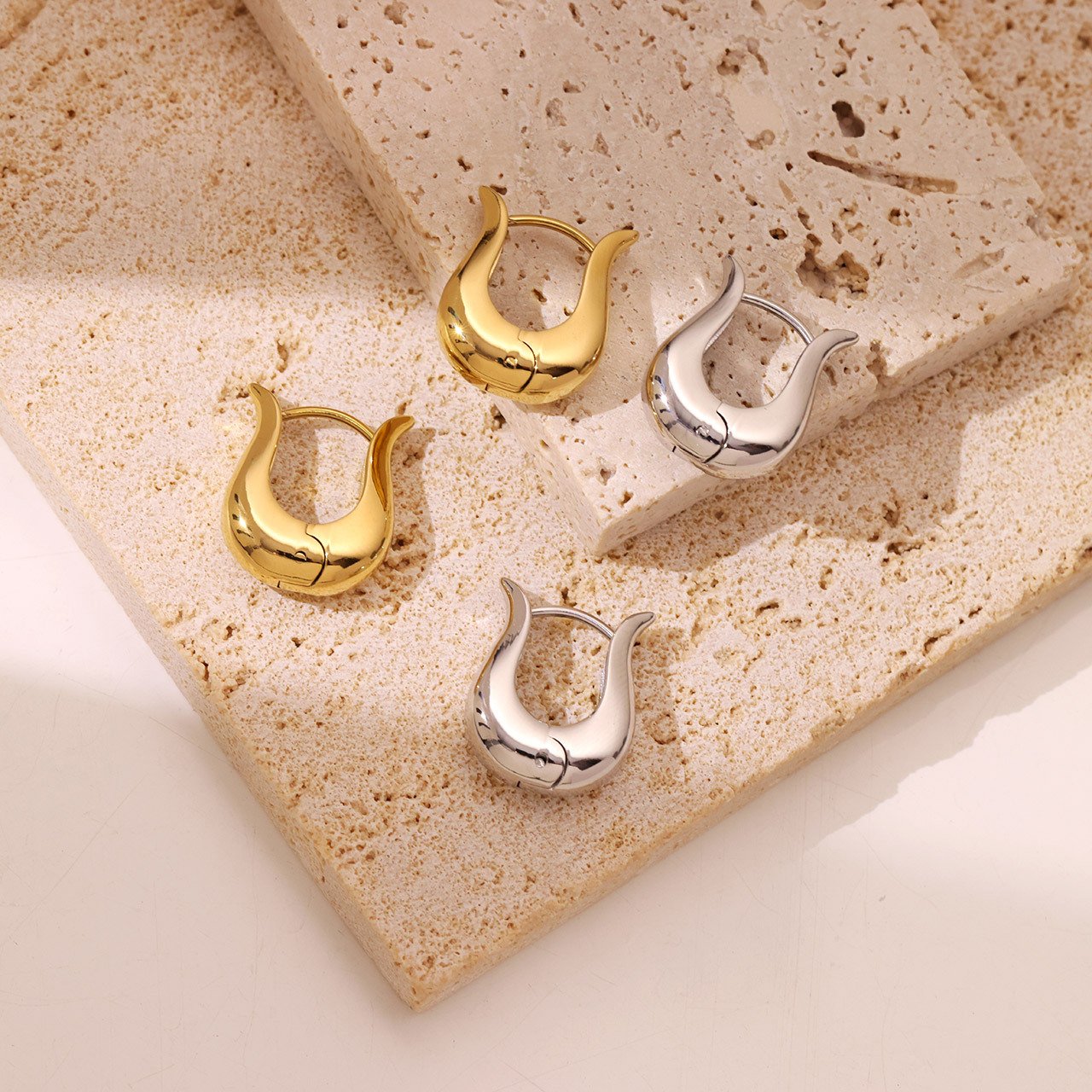 Fashion Jewelry New Personalized Minimalist U Shaped Geometric Earrings For Women Stainless Steel Gold Earrings