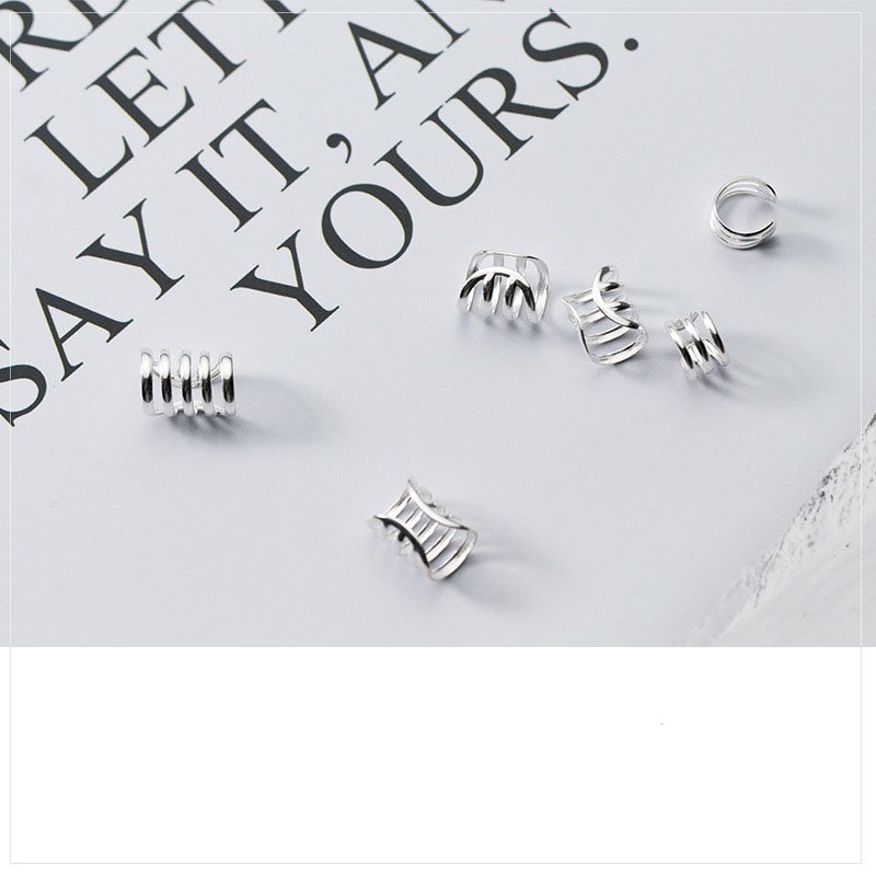 Popular Hot Sale 925 Sterling Silver Hollow Multi-Layer Cuff Clip Earrings Wholesale Fine Jewelry