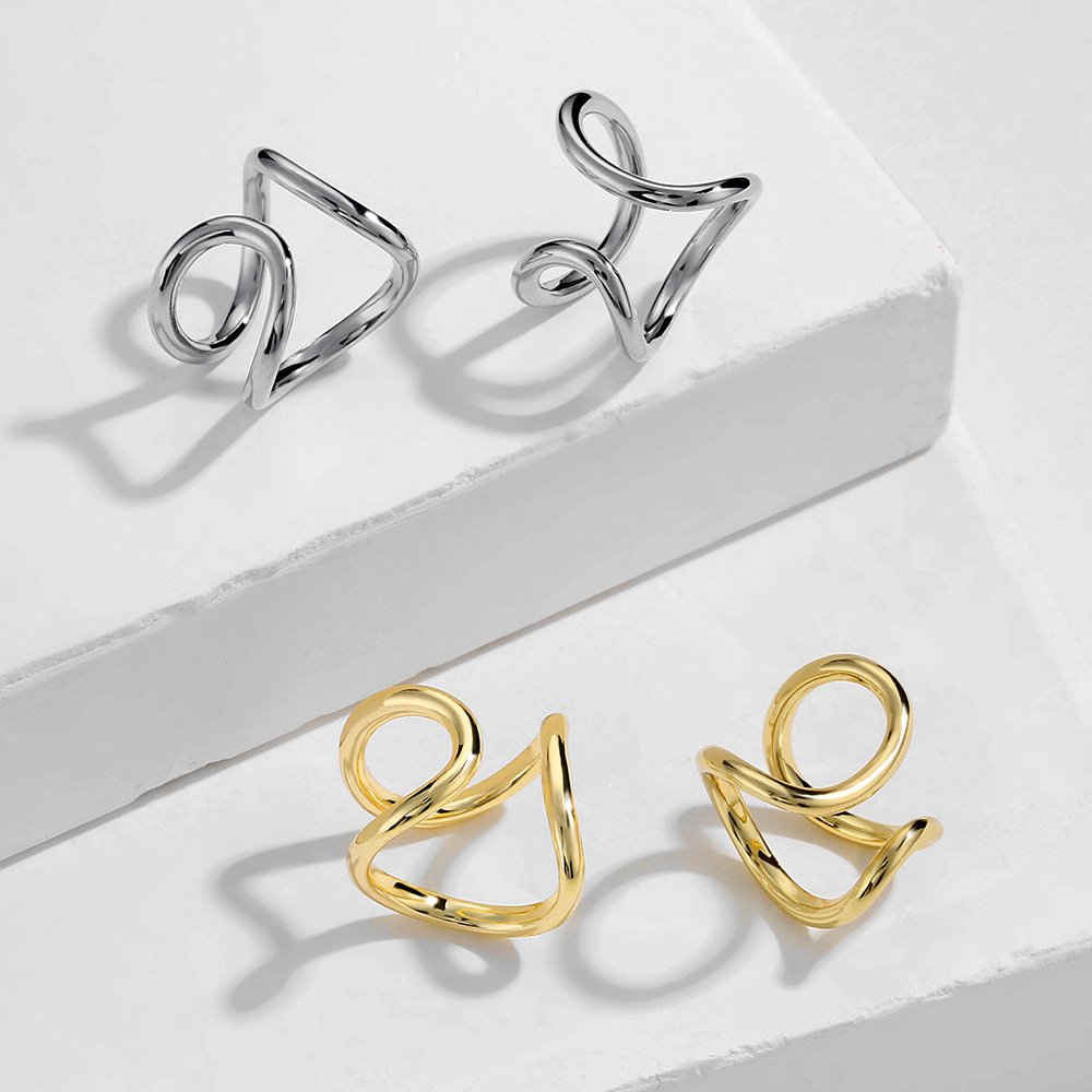 Trendy noninvasive ear cuff earrings non pierced stainless steel chunky ear cuff earrings