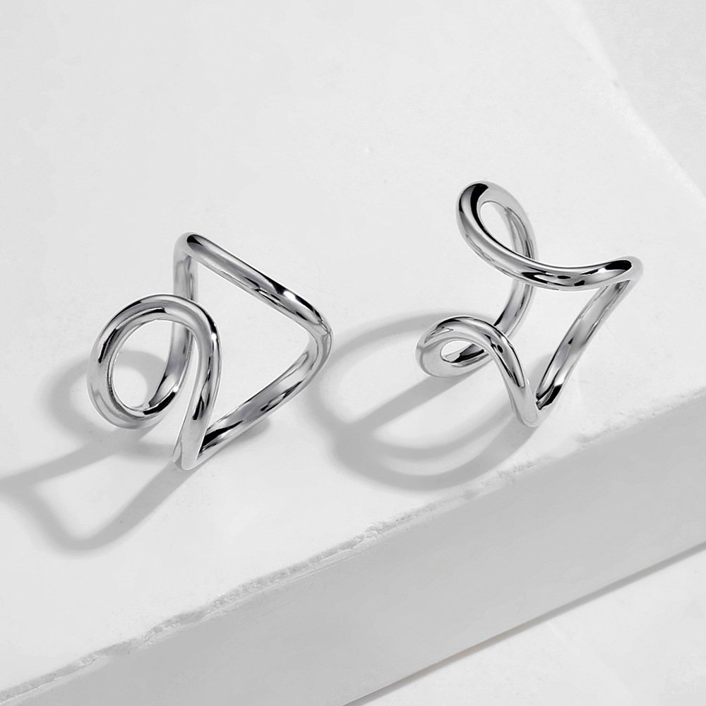Trendy noninvasive ear cuff earrings non pierced stainless steel chunky ear cuff earrings