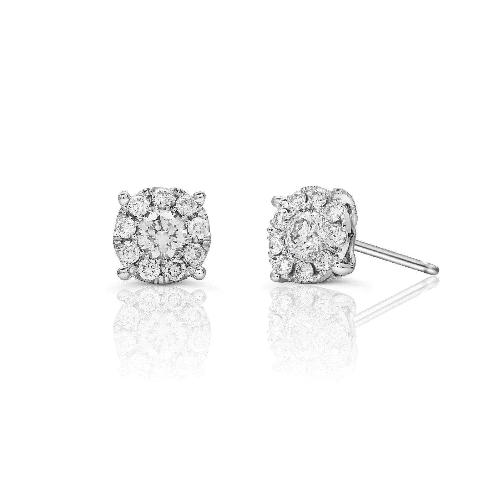 Trendy Luxury Sterling Hoop Earrings Cluster Baguette Diamond Earrings set in 14k White Gold