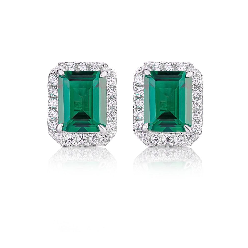 2023 New 3 Carat Emerald Earrings Women S925 Sterling Silver Green High Carbon Diamond Earrings