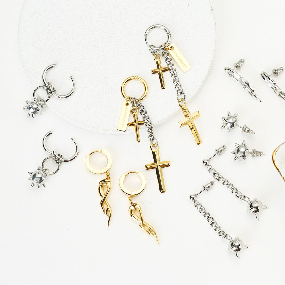 Wholesale Custom Vintage Silver Stainless Steel Luxury Fashion Korean Fine Vintage Jewelry Cross Stud Drop Earrings for Women