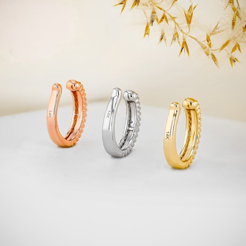 18K Pure Gold Luxury Handmade Designer Beaded Non-Pierced Diamond Ear Cuffs Personalized Diamond Earring Studs at Low Prices OEM