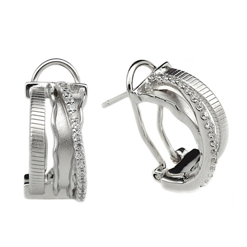 Fine jewelry tubogas silver earrings italy design hoop zircon earrings 18k gold rope cuff earrings s925 silver stud Party women
