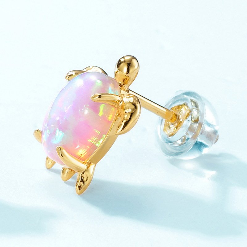 2024 Fashion Fine Jewelry S925 Silver earrings Turtle Inlaid Opal Stone Design Women Stud earrings