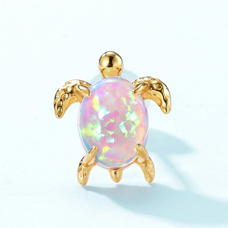 2024 Fashion Fine Jewelry S925 Silver earrings Turtle Inlaid Opal Stone Design Women Stud earrings