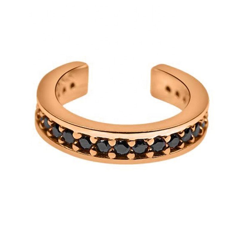 Gemnel jewelry 925 silver classic 18k gold plated single pave black cz cuff earrings for women