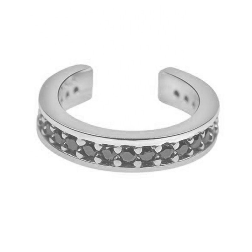 Gemnel jewelry 925 silver classic 18k gold plated single pave black cz cuff earrings for women