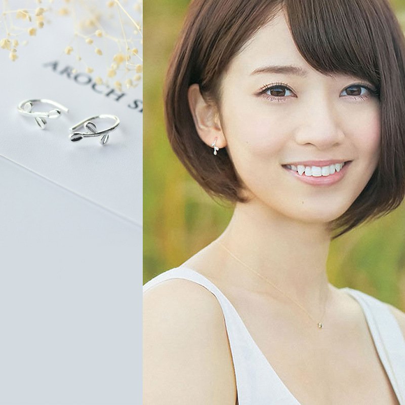 Exquisite Stud Earrings 925 Sterling Silver Trendy Simple Leaves Cuff Earrings For Women Fine Jewelry Accessories