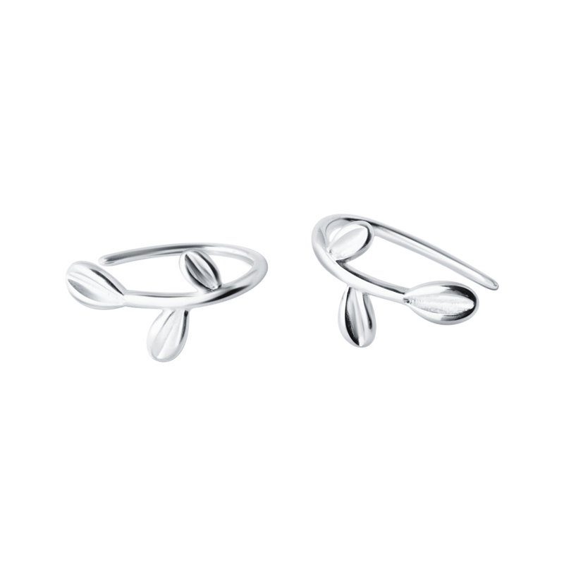 Exquisite Stud Earrings 925 Sterling Silver Trendy Simple Leaves Cuff Earrings For Women Fine Jewelry Accessories