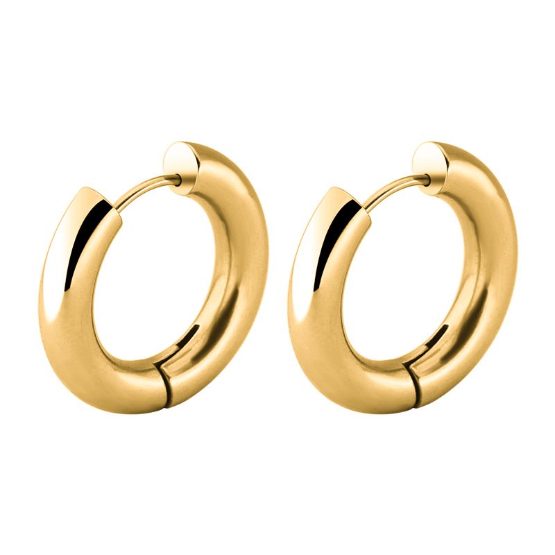5mm Simple Design Thick Line Male Chunky Stainless steel Mens Jewelry Huggie Hoop Ear Cuff Earrings