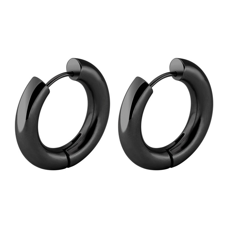 5mm Simple Design Thick Line Male Chunky Stainless steel Mens Jewelry Huggie Hoop Ear Cuff Earrings