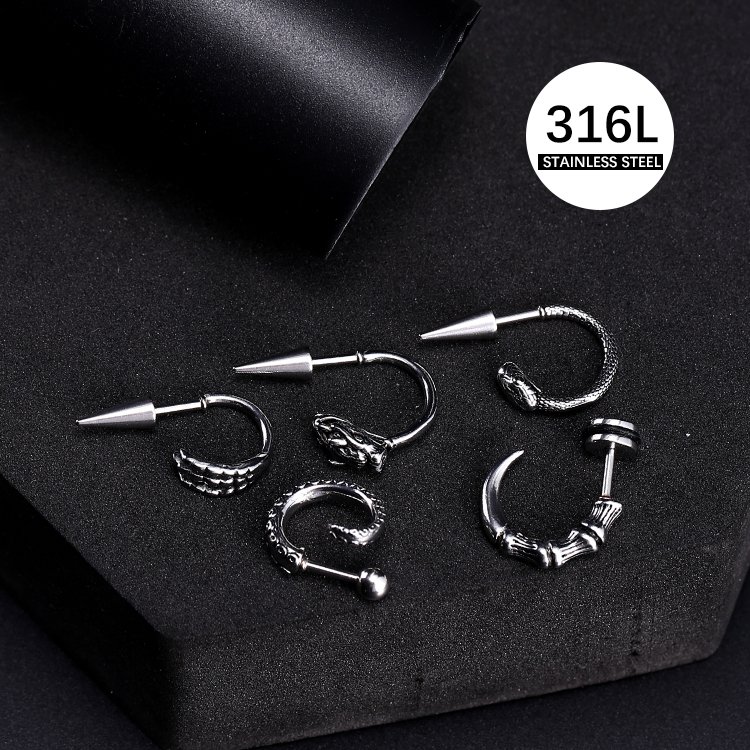 Surgical Jewelry Dragon Tail Ring Body Cartilage Fine Workmanship For Man Earring Steel Studs