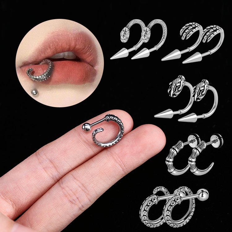 Surgical Jewelry Dragon Tail Ring Body Cartilage Fine Workmanship For Man Earring Steel Studs
