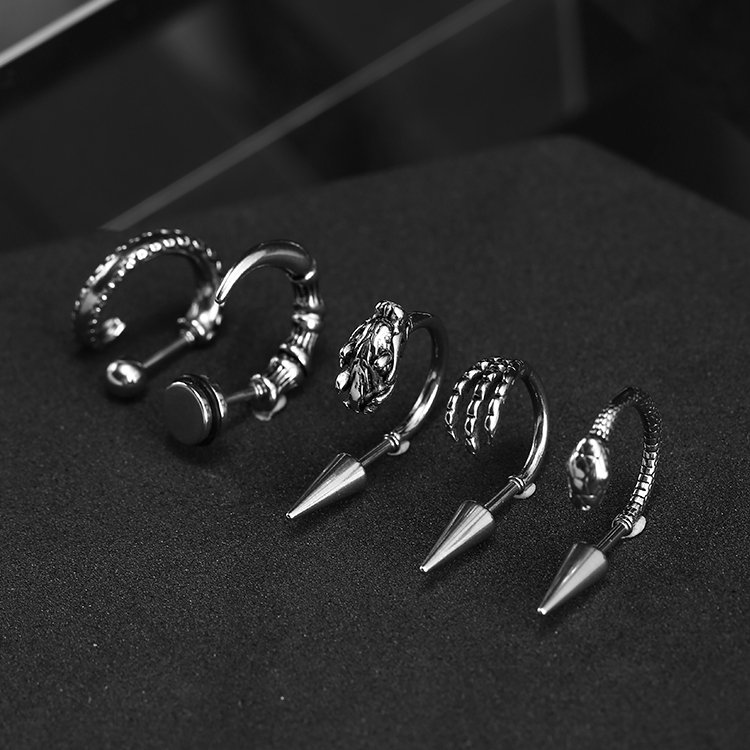Surgical Jewelry Dragon Tail Ring Body Cartilage Fine Workmanship For Man Earring Steel Studs