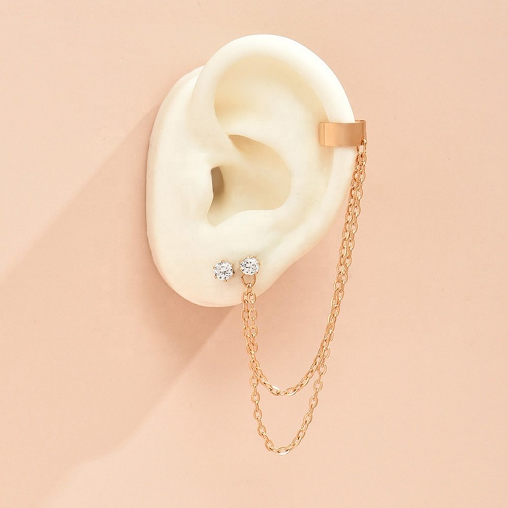 Long Style Tassel Chain Earclip Fashion Trend Hiphop Girls Earrings Fine Jewelry Ear Cuff Line for Women