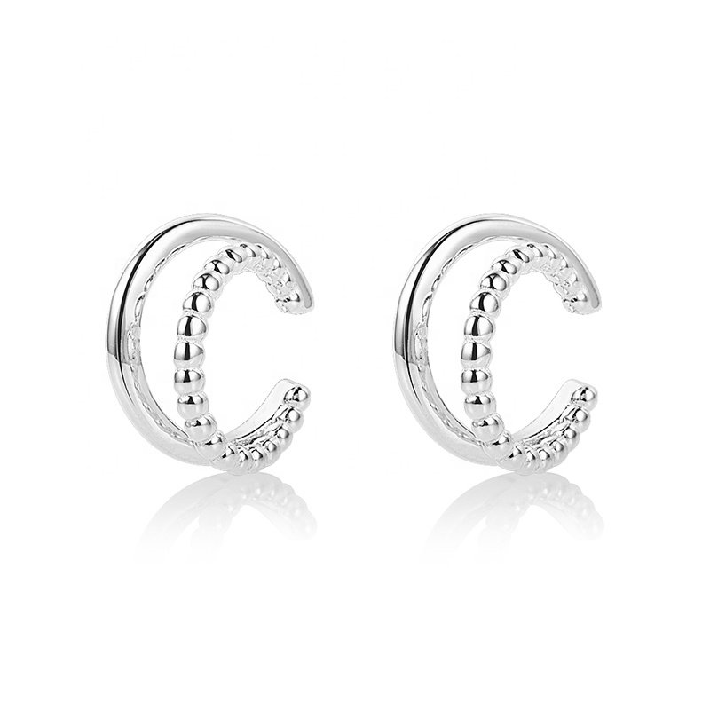 Wholesale minimalist bead sterling silver handmade ear cuff earrings