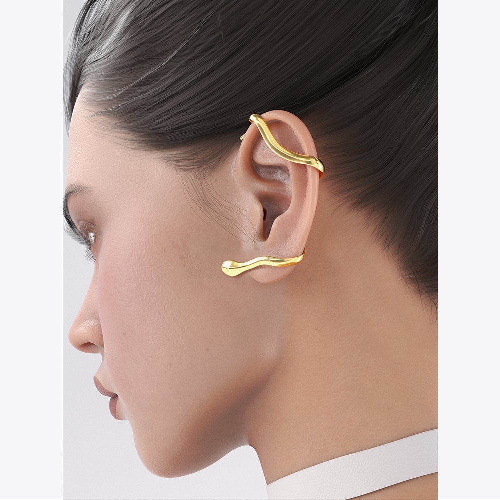 Original Design 18K Gold Plated Brass Jewelry Irregular Branches Ear Cuff Non-Piercing Clip On Party Earrings E221375