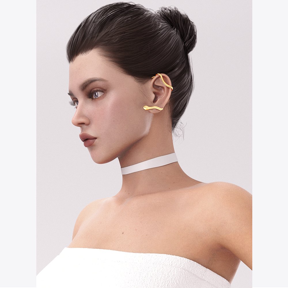 Original Design 18K Gold Plated Brass Jewelry Irregular Branches Ear Cuff Non-Piercing Clip On Party Earrings E221375