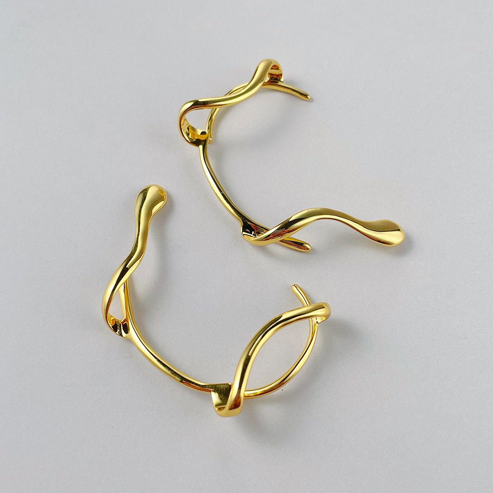 Original Design 18K Gold Plated Brass Jewelry Irregular Branches Ear Cuff Non-Piercing Clip On Party Earrings E221375