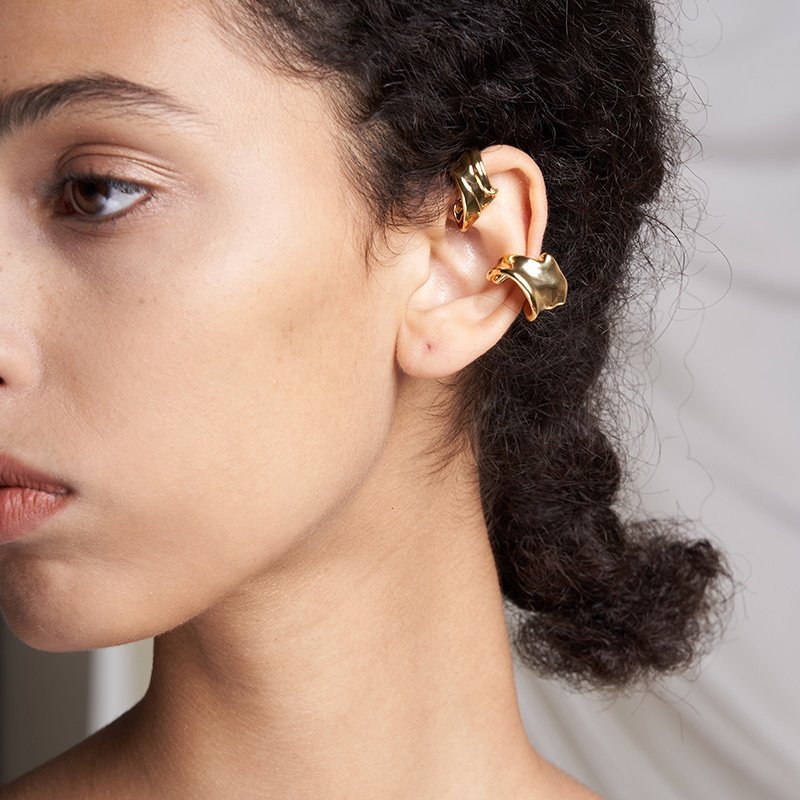High Quality 18K Gold Plated Brass Jewelry Ear Cuff Clip Without Piercing Single Earrings E211263