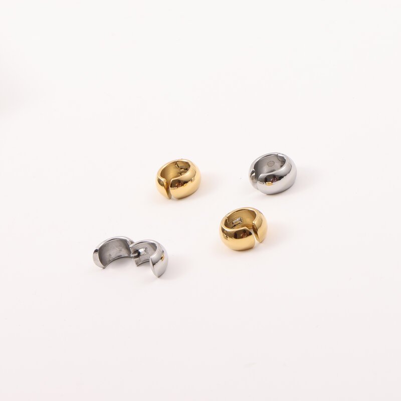 Waterproof Jewelry 18K Gold Plated Smooth Bold Ear cuff Arc Buckle Stainless Steel Earring