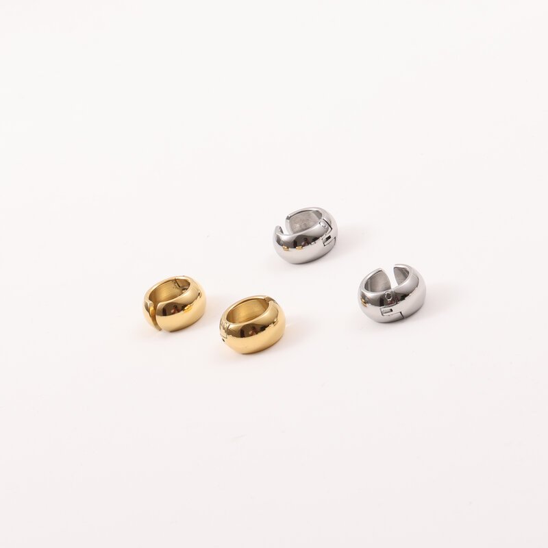Waterproof Jewelry 18K Gold Plated Smooth Bold Ear cuff Arc Buckle Stainless Steel Earring
