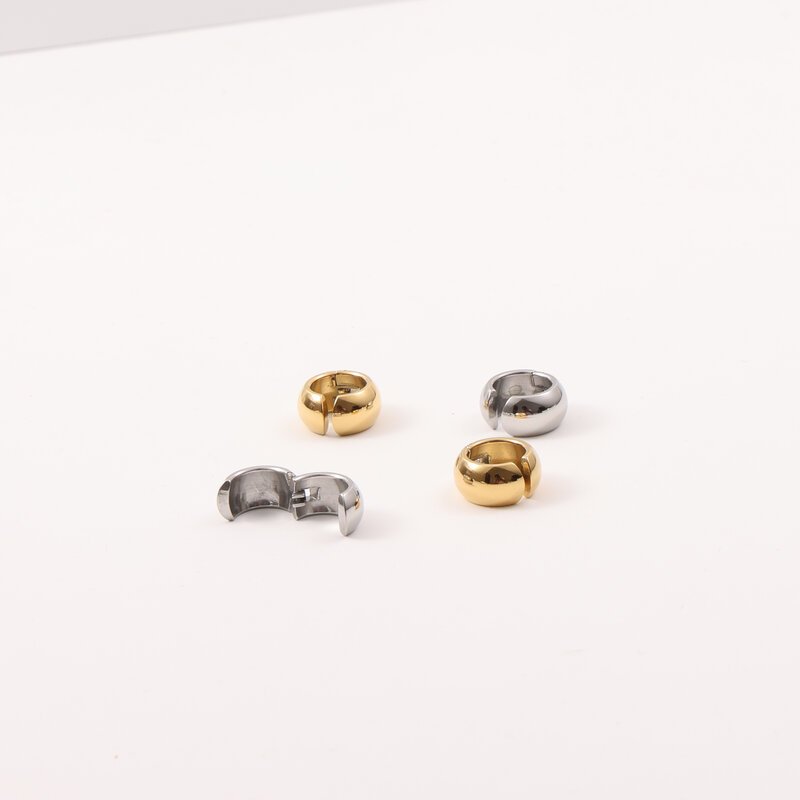 Waterproof Jewelry 18K Gold Plated Smooth Bold Ear cuff Arc Buckle Stainless Steel Earring
